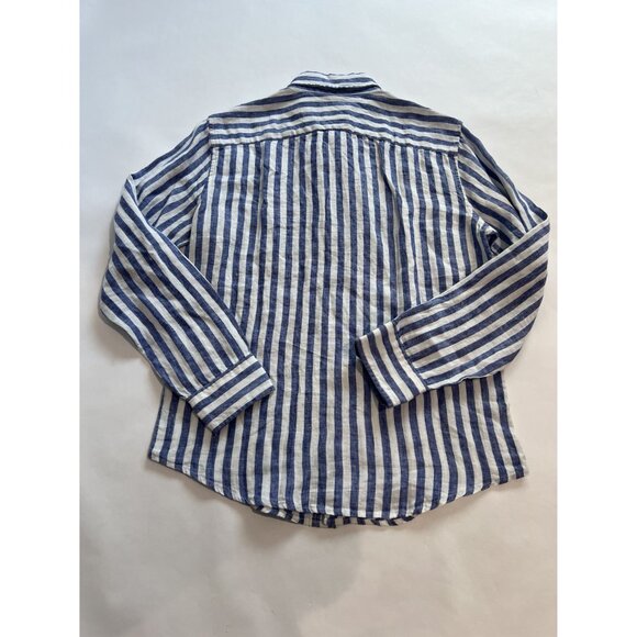 Abercrombie & Fitch Linen Button Down Shirt in Blue White - Picture 2 of 3